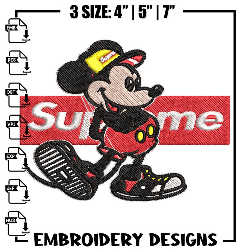 Mickey Mouse Supreme Embroidery design, Disney Embroidery, Disney design, Embroidery File, logo shirt, Digital download..jpg