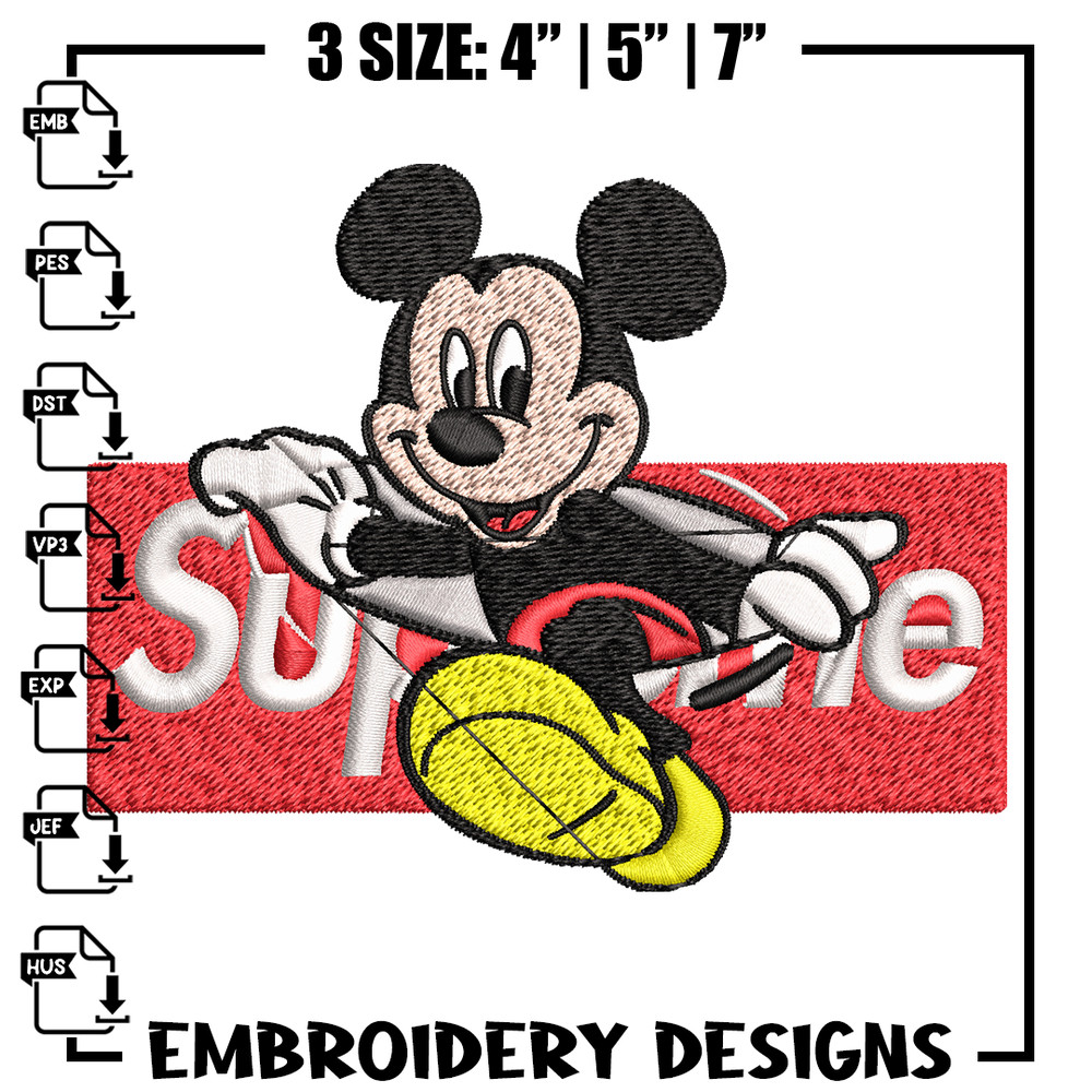 Mickey Mouse Supreme Embroidery design, Disney Embroidery, Embroidery File, Disney design, logo shirt, Digital download..jpg