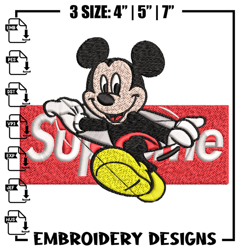 Mickey Mouse Supreme Embroidery design, Disney Embroidery, Embroidery File, Disney design, logo shirt, Digital download..jpg