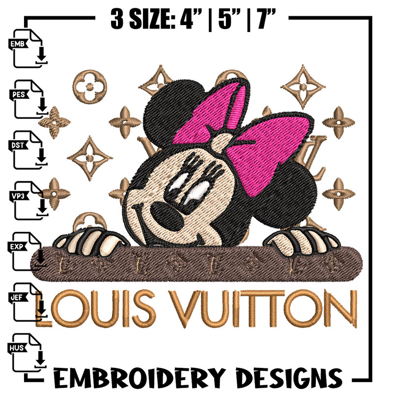Minnie head lv Embroidery Design, Lv Embroidery, Embroidery File, Brand Embroidery, Logo shirt, Digital download.jpg