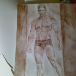 original gay art, sexy boy portrait male torso, armpits,,muscle man painting