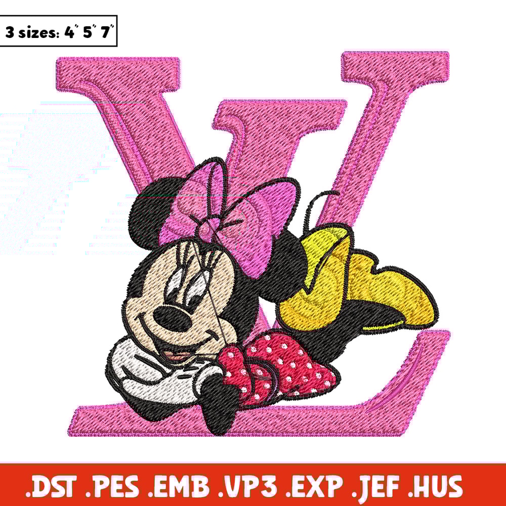 Minnie pink lv Embroidery Design, Lv Embroidery, Brand Embroidery, Embroidery File, Logo shirt, Digital download.jpg
