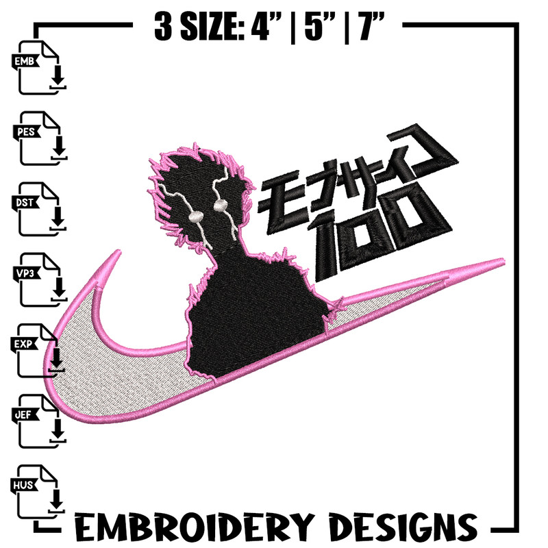 Mob Psycho Nike embroidery design, Mob Psycho 100 embroidery, Nike design, anime design, anime shirt, Digital download.jpg