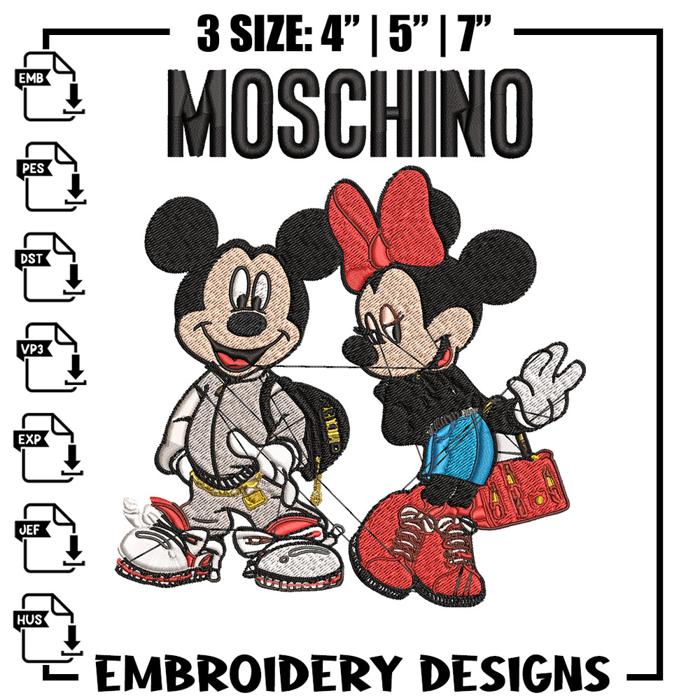Moschino Mickey and Minnie mouse Embroidery design, Disney Embroidery, cartoon design, Embroidery File, Digital download.jpg