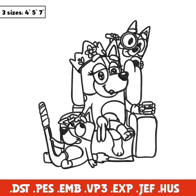 Mum bluey bingo Coloring Pages Embroidery, Bluey Embroidery, Embroidery File, cartoon design, Digital download..jpg