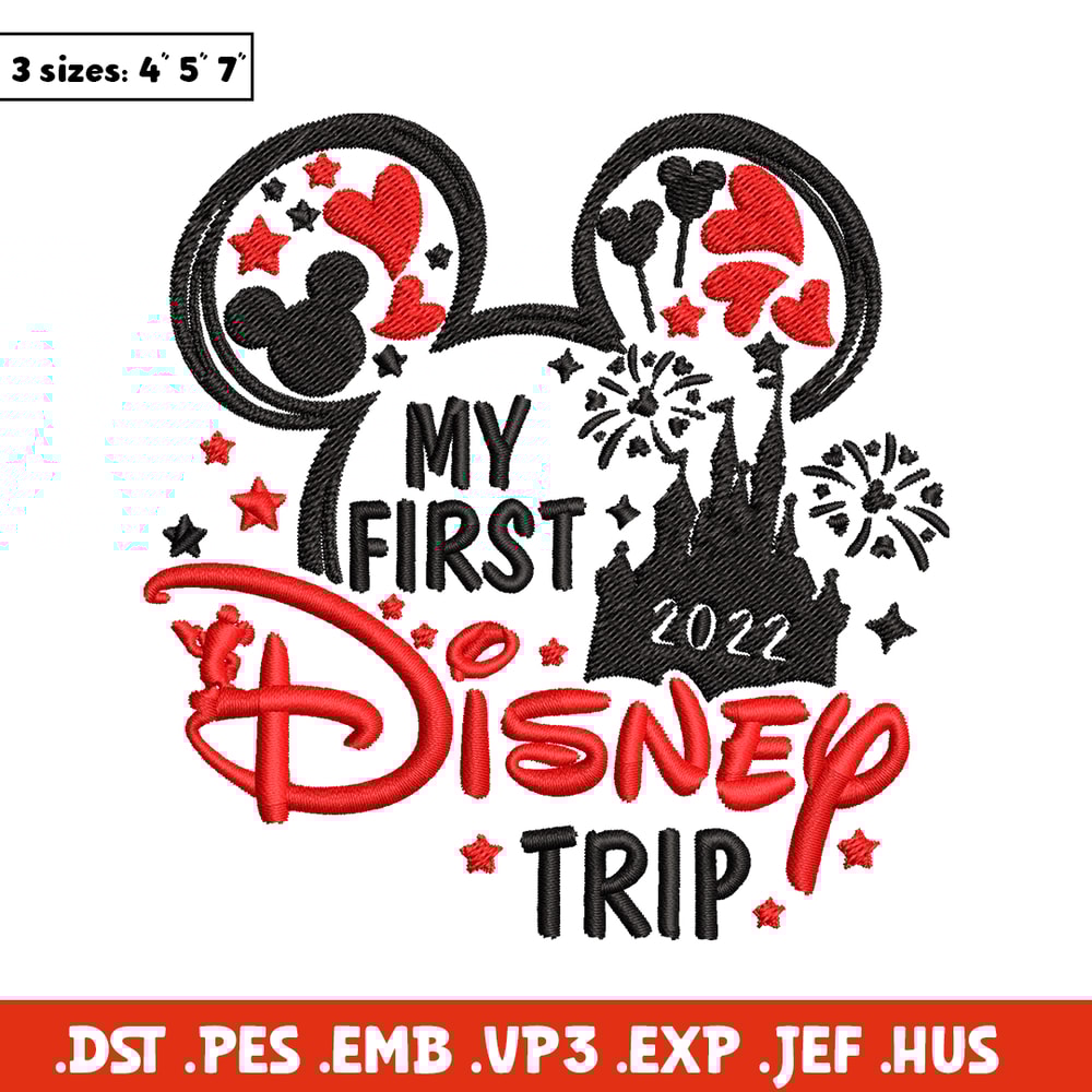 My First Disney Trip Embroidery design, Disney Embroidery, Disney design, Embroidery File, Digital download..jpg