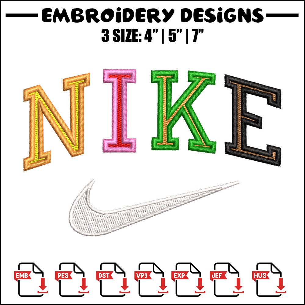 Nike color embroidery design, Nike embroidery, Nike design, Embroidery shirt, Embroidery file, Digital download.jpg