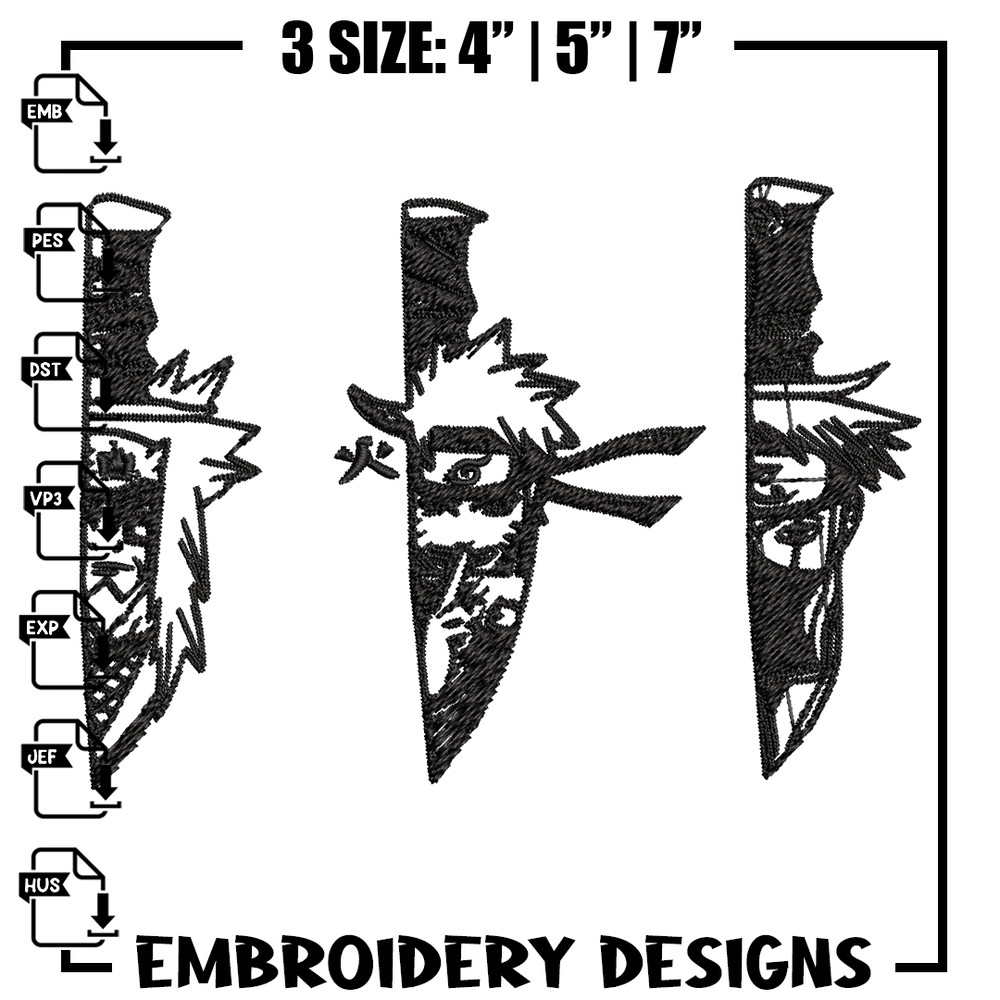 Naruto Character In Knife Embroidery design, Naruto Embroidery, anime design, Embroidery File, Instant download..jpg