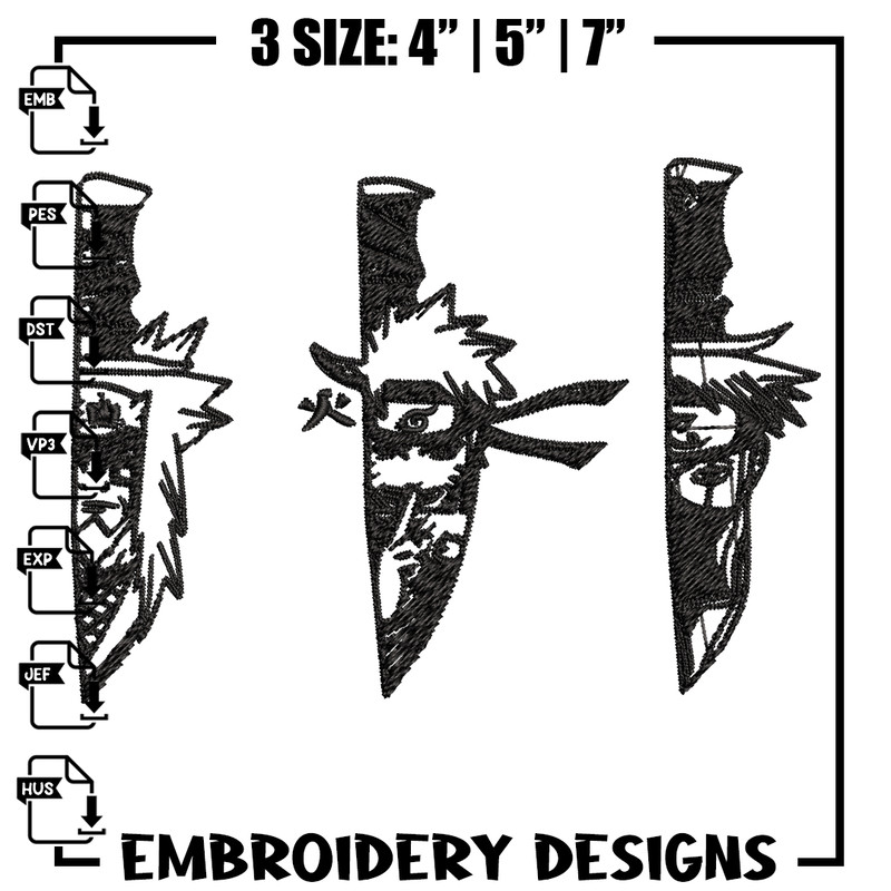 Naruto Character In Knife Embroidery design, Naruto Embroidery, anime design, Embroidery File, Instant download..jpg