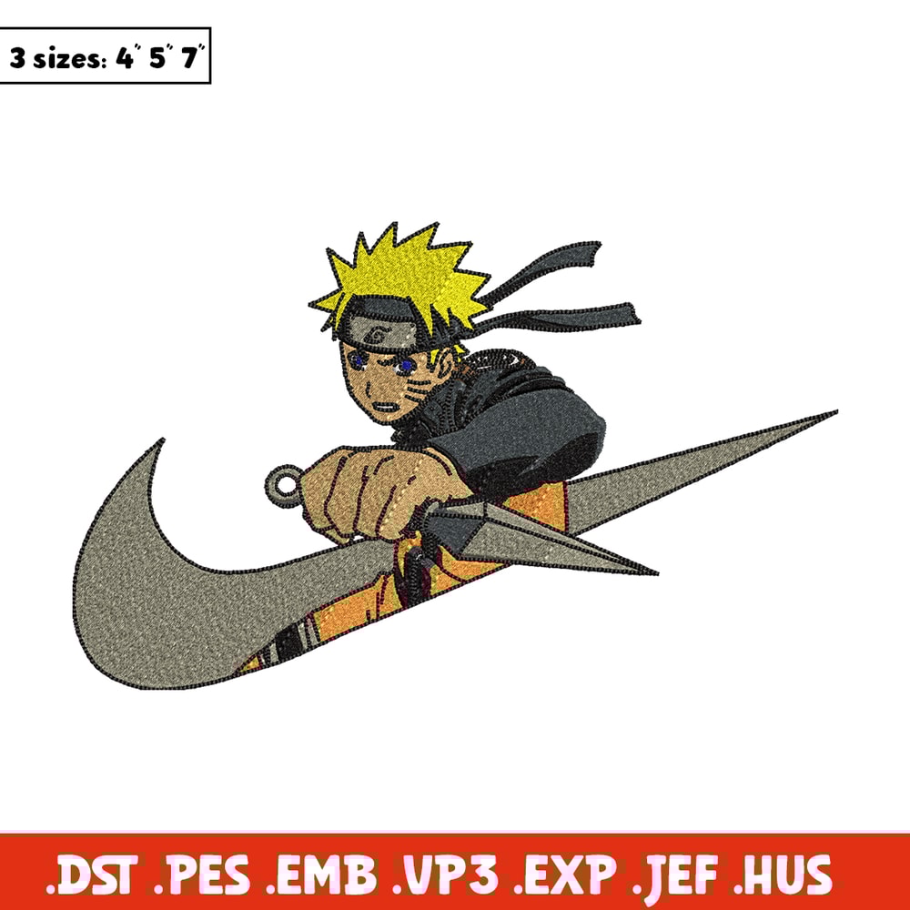 Naruto Kunai Nike Nike embroidery design, Naruto embroidery, Nike design, anime design, anime shirt, Digital download.jpg