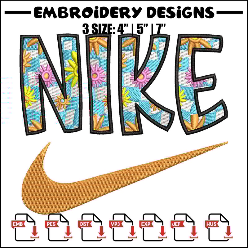 Nike flower embroidery design, Flower embroidery, Nike design, Embroidery shirt, Embroidery file,Digital download.jpg