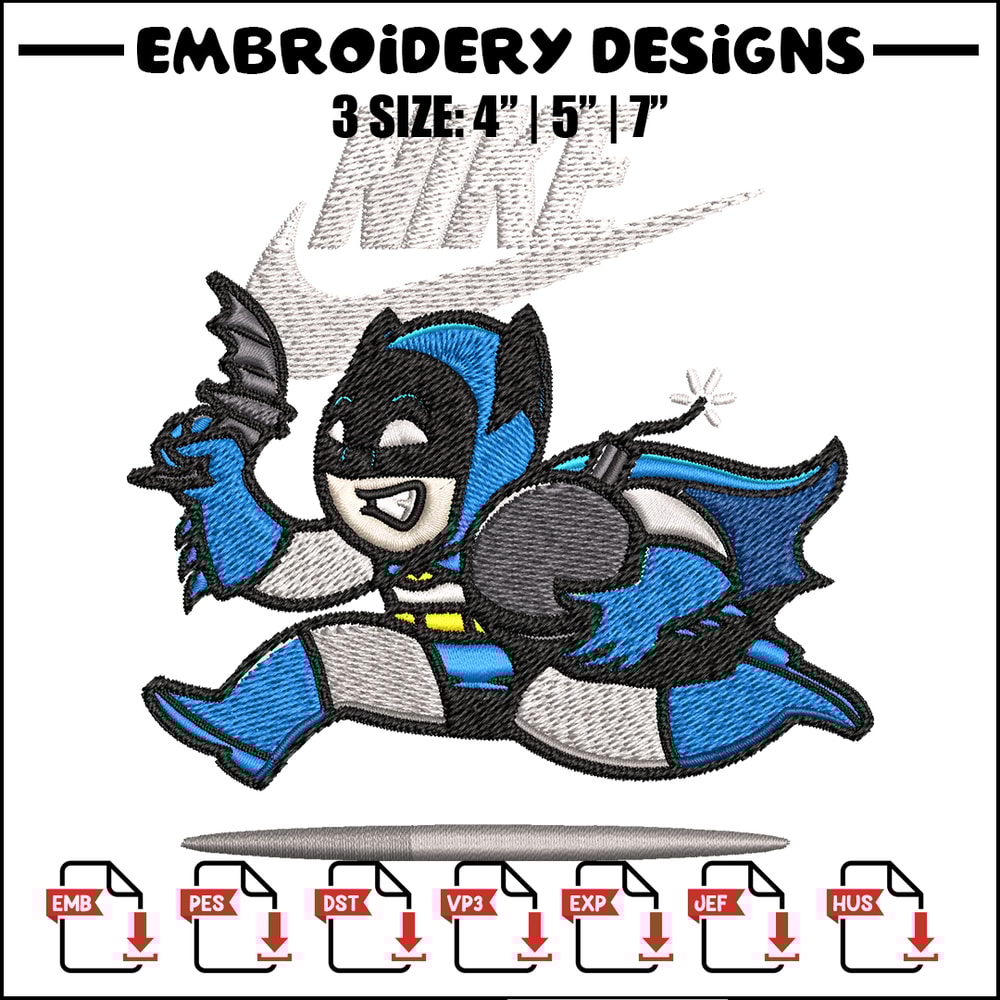 Nike Funny Batman Embroidery design, Batman cartoon Embroidery, Nike design, Embroidery file, Instant download..jpg