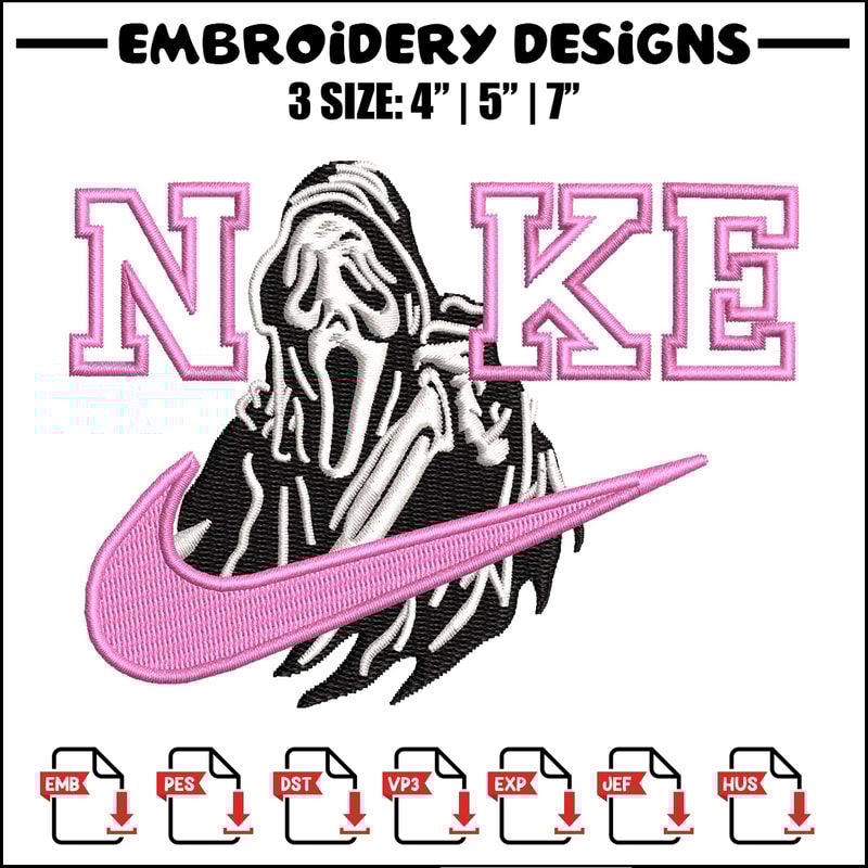 Nike ghost embroidery design, Horror embroidery, Nike design, Embroidery shirt, Embroidery file, Digital download.jpg