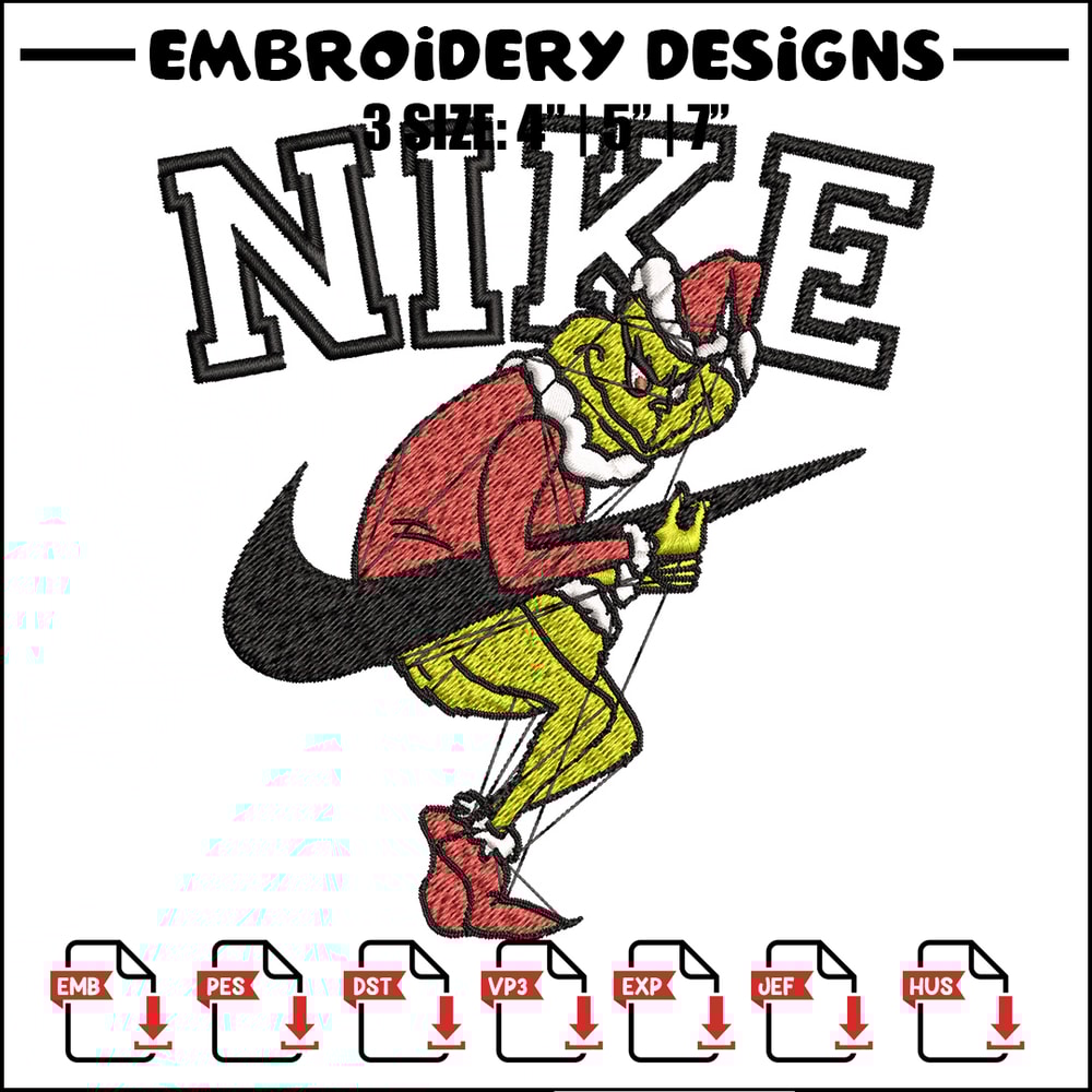 Nike grinch Embroidery Design, Chrismas Embroidery, Nike Embroidery, Embroidery File, Logo shirt, Digital download.jpg