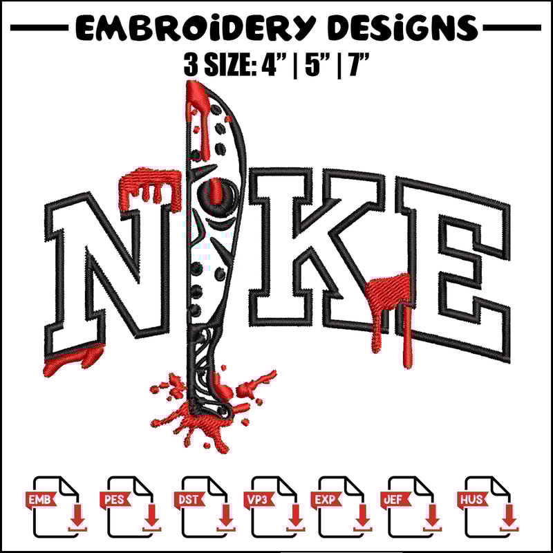 Nike Jason Voorhees Embroidery design, Horror Embroidery, nike design, Embroidery File, logo shirt, Digital download..jpg