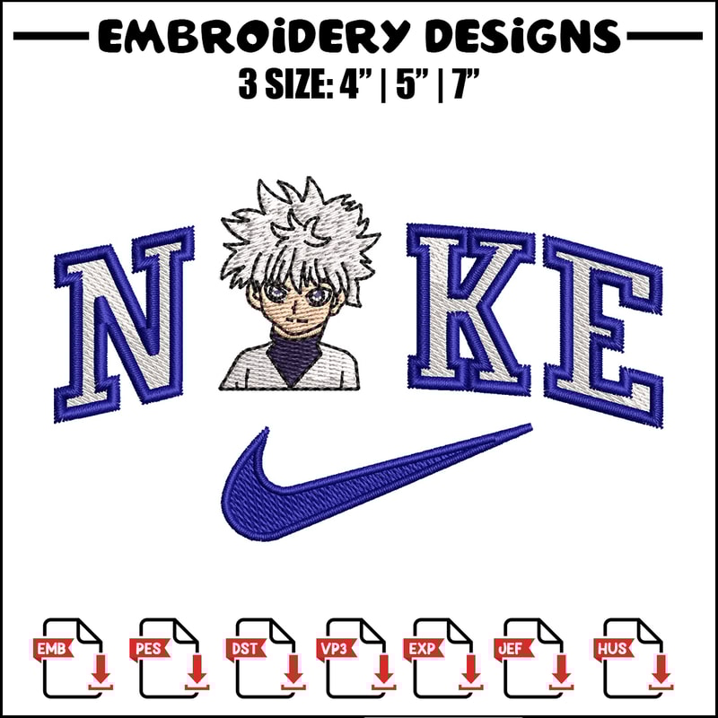 Nike Killua embroidery design, HxH embroidery, Nike design, Embroidery shirt, Embroidery file, Digital download.jpg