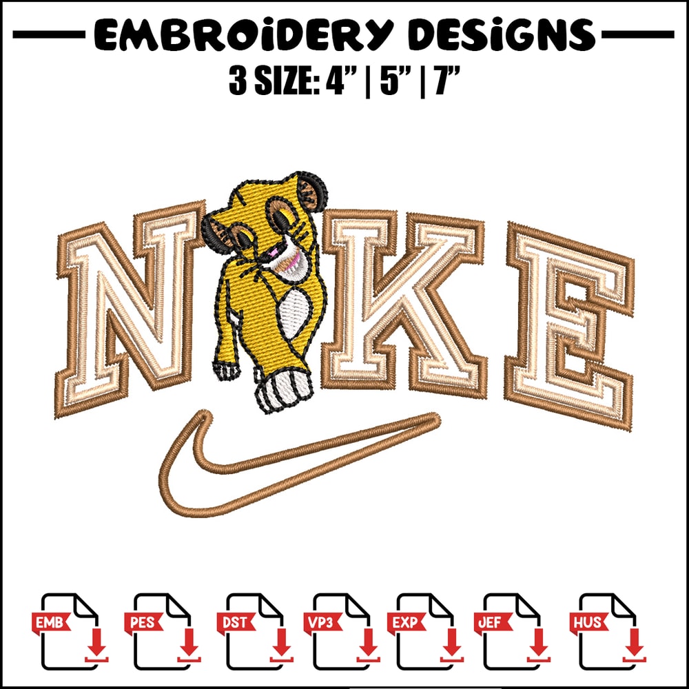 Nike lion child embroidery design, Lion king embroidery,Nike design, Embroidery shirt, Embroidery file, Digital download.jpg