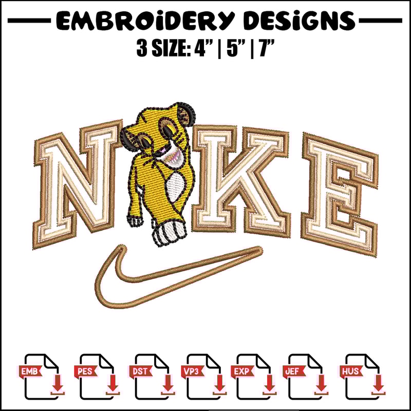 Nike lion child embroidery design, Lion king embroidery,Nike design, Embroidery shirt, Embroidery file, Digital download.jpg