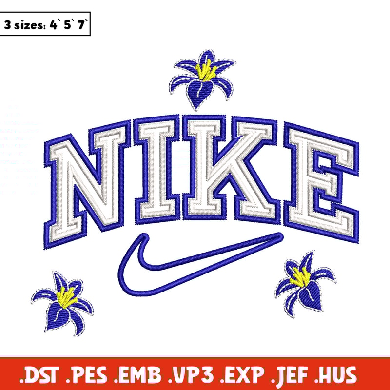 Nike flower embroidery design, Flower embroidery, Nike design, Embroidery shirt, Embroidery file, Digital download.jpg