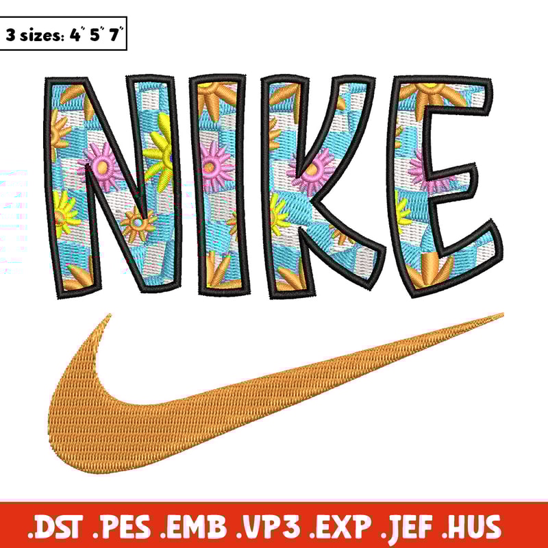 Nike flower embroidery design, Flower embroidery, Nike design, Embroidery shirt, Embroidery file,Digital download.jpg