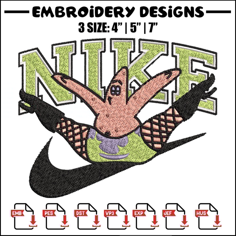 Nike patrick Embroidery Design, Spongebob Embroidery, Nike Embroidery, Embroidery File, Logo shirt, Digital download.jpg