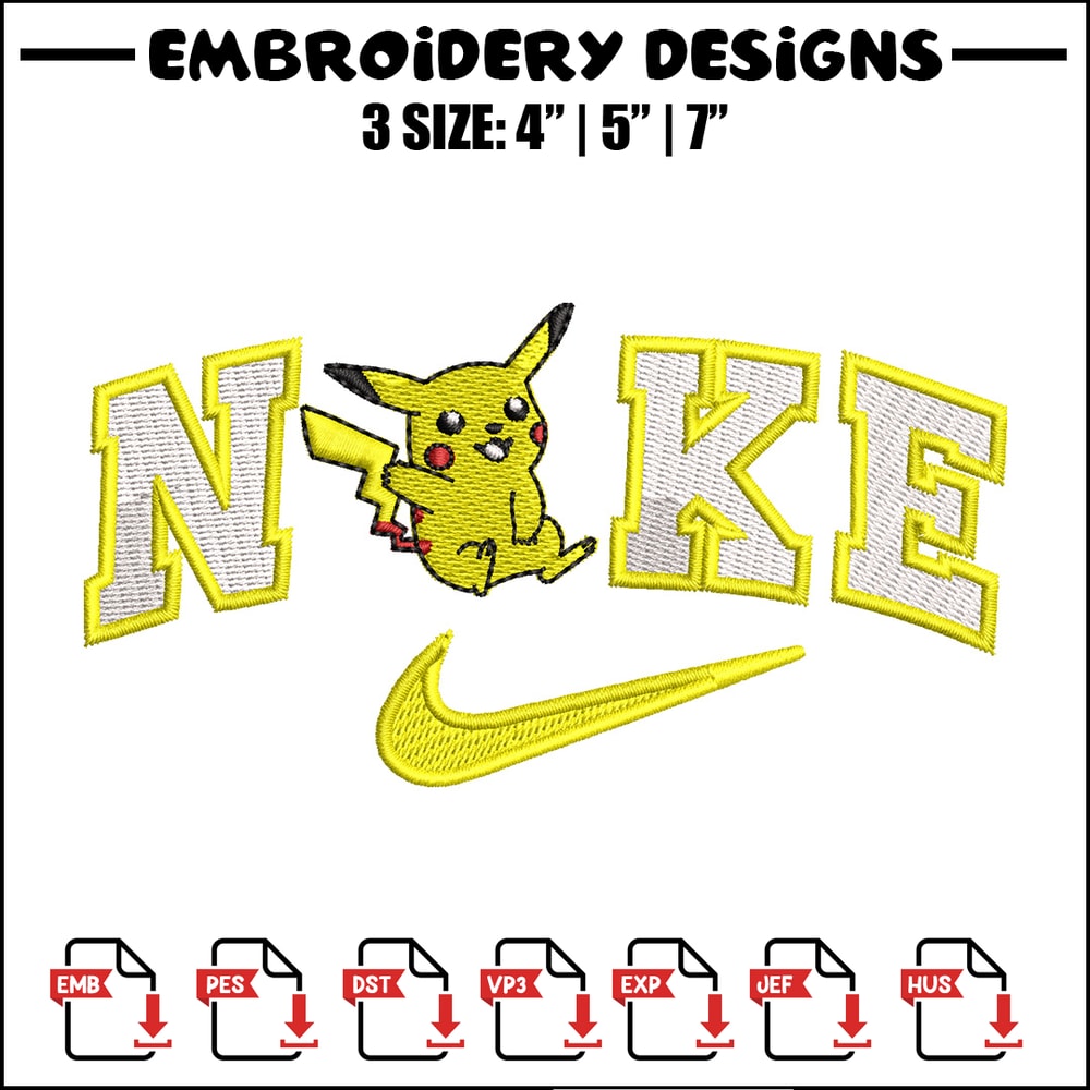 Nike pikachu embroidery design, Pokemon embroidery, Nike design, Embroidery shirt, Embroidery file, Digital download.jpg