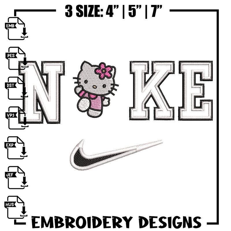 Nike kitty embroidery design, Hello kitty embroidery, Emb design, Embroidery shirt, Embroidery file, Digital download.jpg