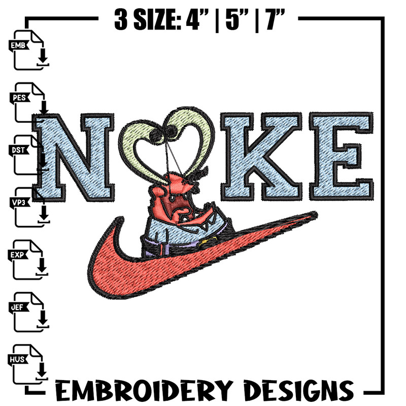 Nike krab Embroidery Design, Spongebob Embroidery, Nike Embroidery, Embroidery File, Logo shirt,Digital download.jpg