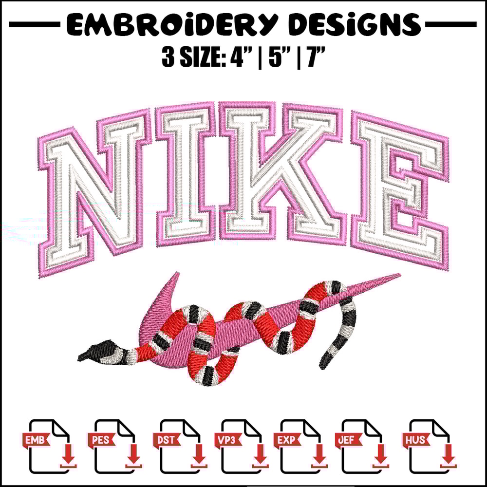 Nike snake embroidery design, Snake embroidery, Nike design, Embroidery shirt, Embroidery file, Digital download.jpg
