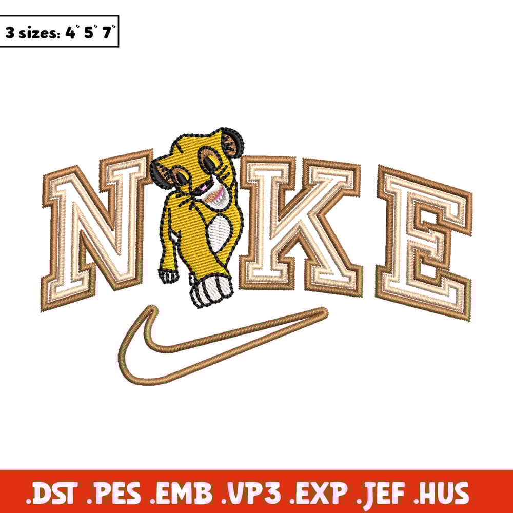 Nike lion child embroidery design, Lion king embroidery,Nike design, Embroidery shirt, Embroidery file, Digital download.jpg