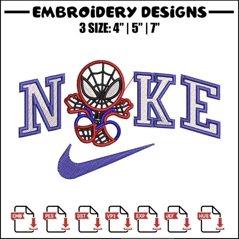 Nike spiderman embroidery design, Marvel embroidery, Nike design, Embroidery file,Embroidery shirt, Digital download.jpg