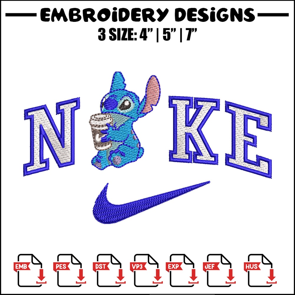 Nike stitch coffee embroidery design, Stitch embroidery, Nike design,Embroidery shirt, Embroidery file, Digital download.jpg