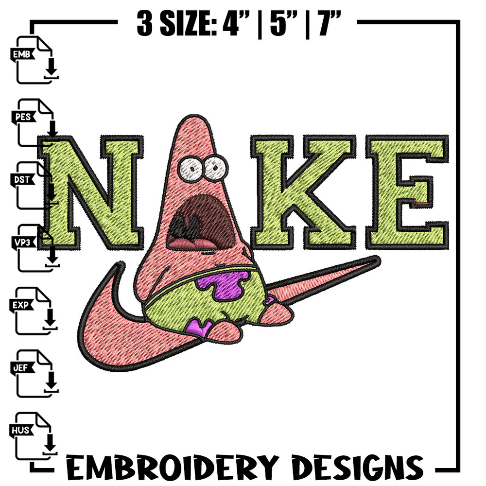 Nike patrick cute Embroidery Design, Spongebob Embroidery, Nike Embroidery, Embroidery File, Logo shirt,Digital download.jpg