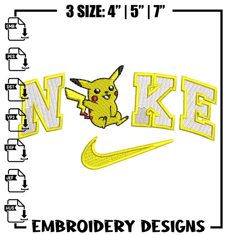 Nike pikachu embroidery design, Pokemon embroidery, Nike design, Embroidery shirt, Embroidery file, Digital download.jpg