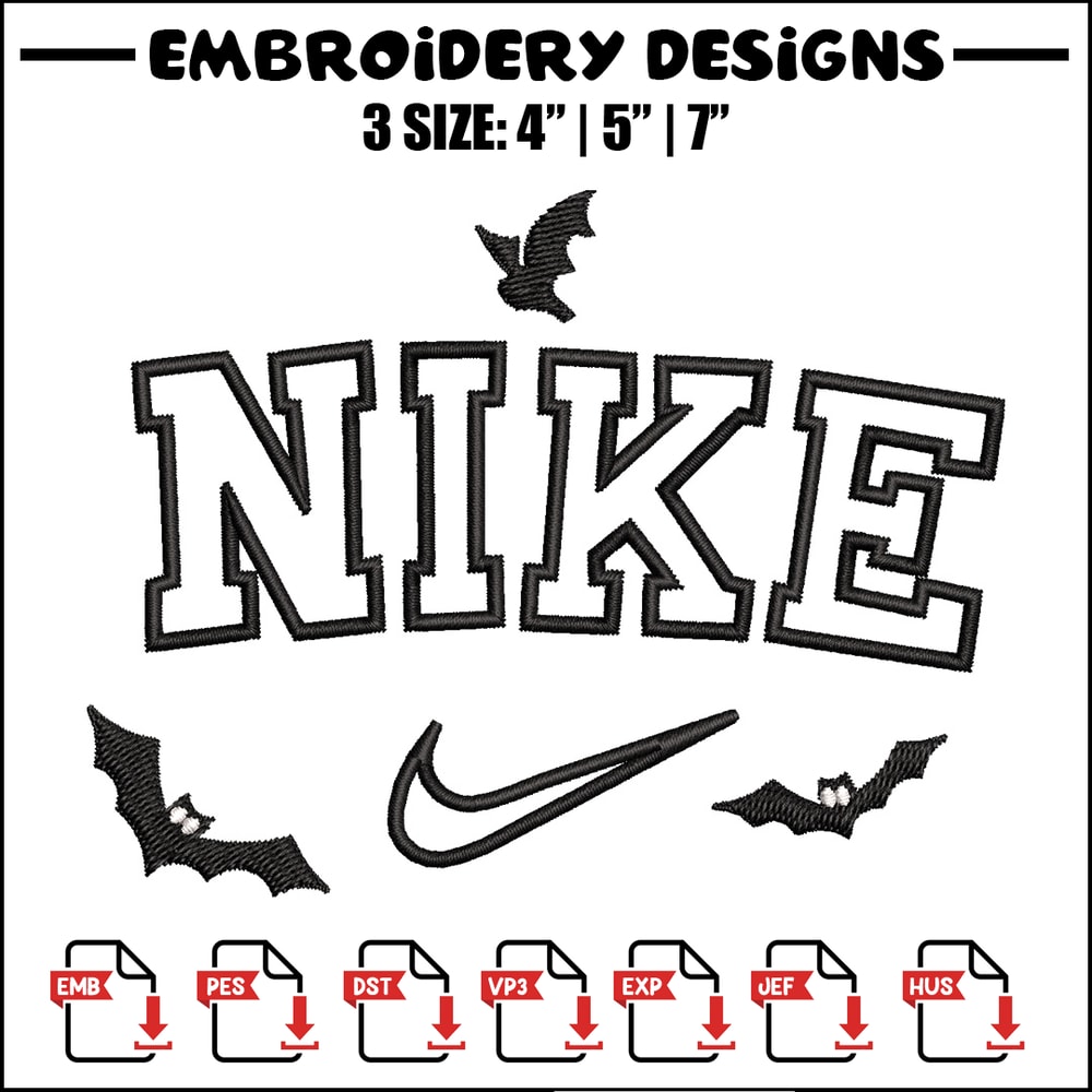 Nike x bat embroidery design, Bat embroidery, Nike design, Embroidery shirt, Embroidery file,Digital download.jpg