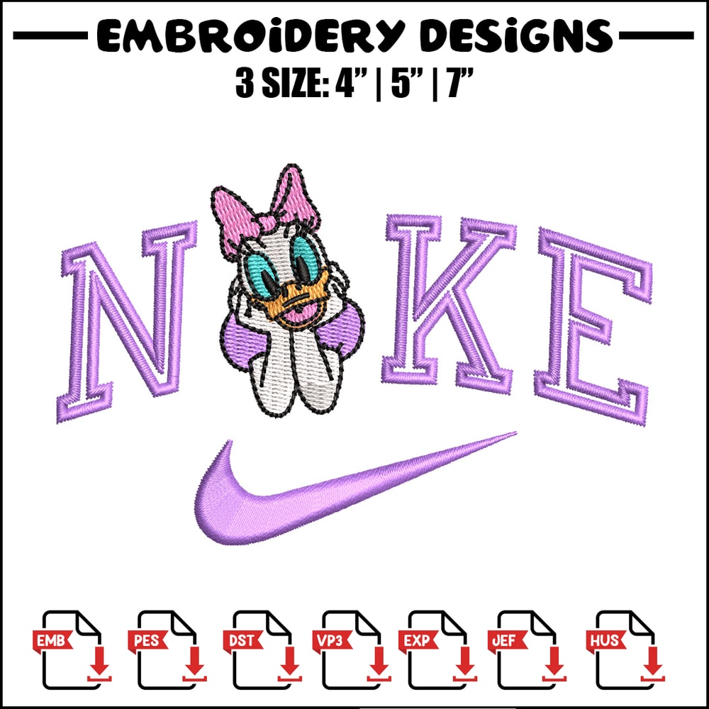 Nike x daisy duck embroidery design, Daisy embroidery, Nike design, Embroidery shirt, Embroidery file, Digital download.jpg