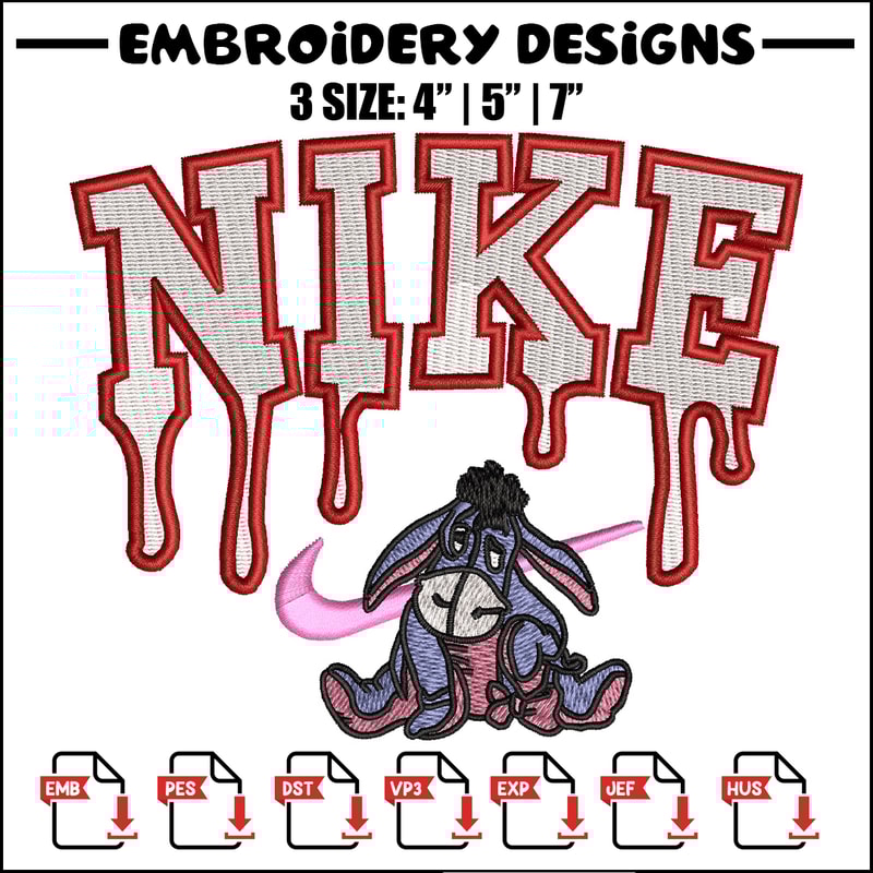 Nike x donkey embroidery design, Eeyore embroidery, Nike design, Embroidery shirt, Embroidery file, Digital download.jpg