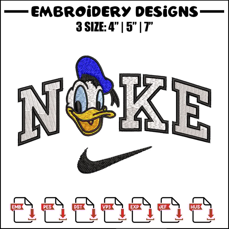 Nike x duck embroidery design, Disney embroidery, Nike design, Embroidery shirt, Embroidery file, Digital download.jpg