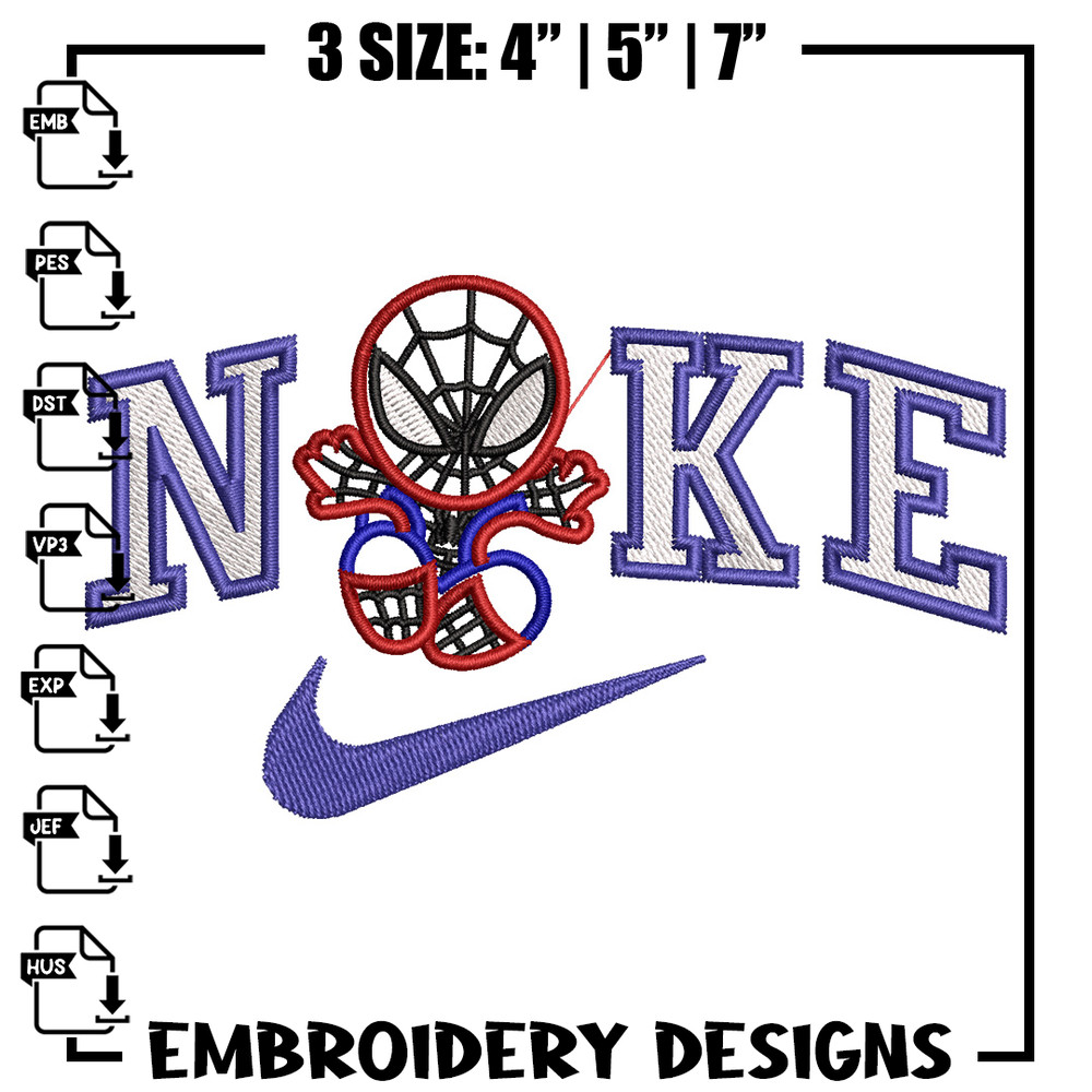 Nike spiderman embroidery design, Marvel embroidery, Nike design, Embroidery file,Embroidery shirt, Digital download.jpg