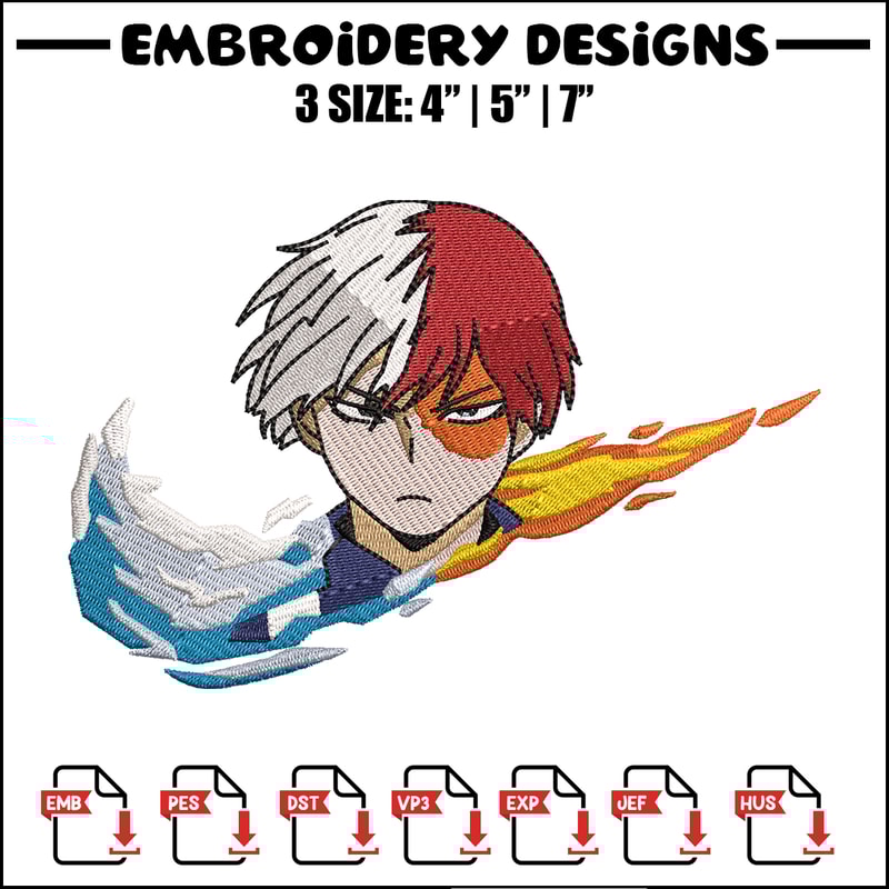 Nike x Todoroki embroidery design, My hero academia embroidery, Nike design, anime design, anime shirt, Digital download.jpg