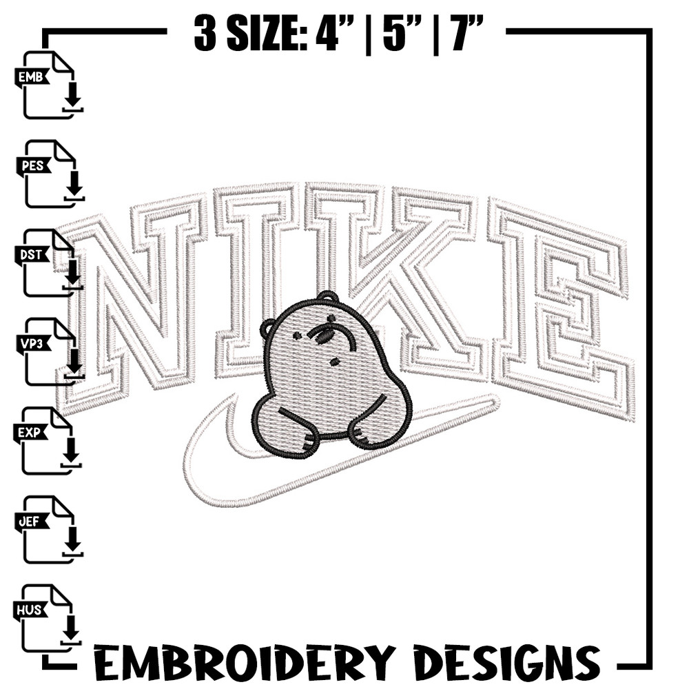 Nike white bear embroidery design, Cartoon embroidery, Nike design, Embroidery shirt, Embroidery file,Digital download.jpg