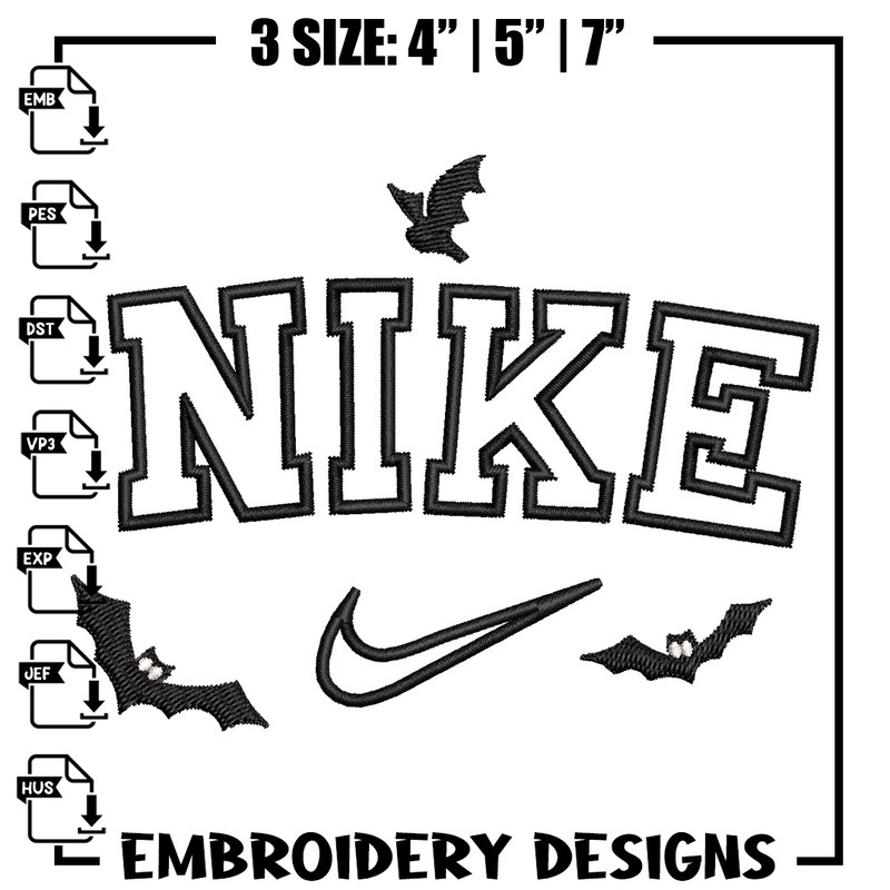 Nike x bat embroidery design, Bat embroidery, Nike design, Embroidery shirt, Embroidery file,Digital download.jpg