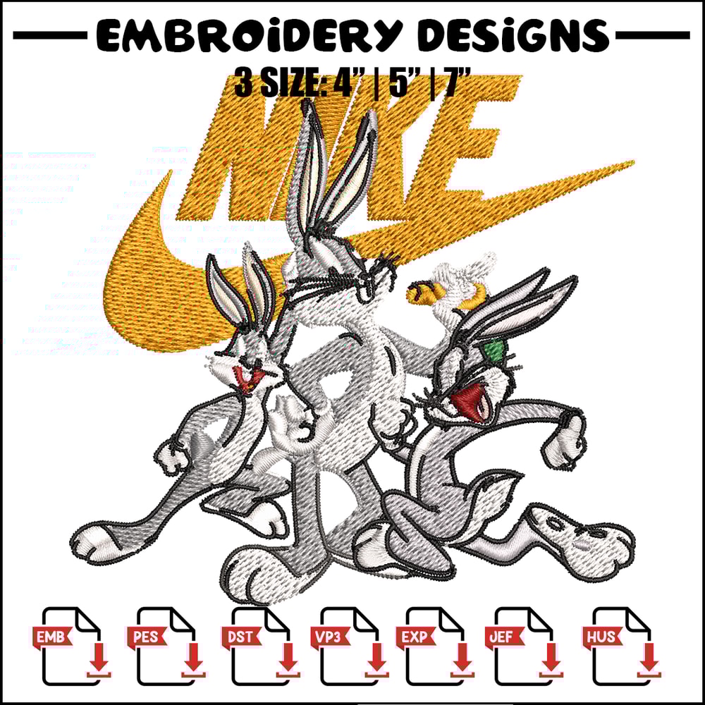 Rabbit cartoon Nike Embroidery design, cartoon Embroidery, Nike design, Embroidery file, logo shirt, Instant download..jpg