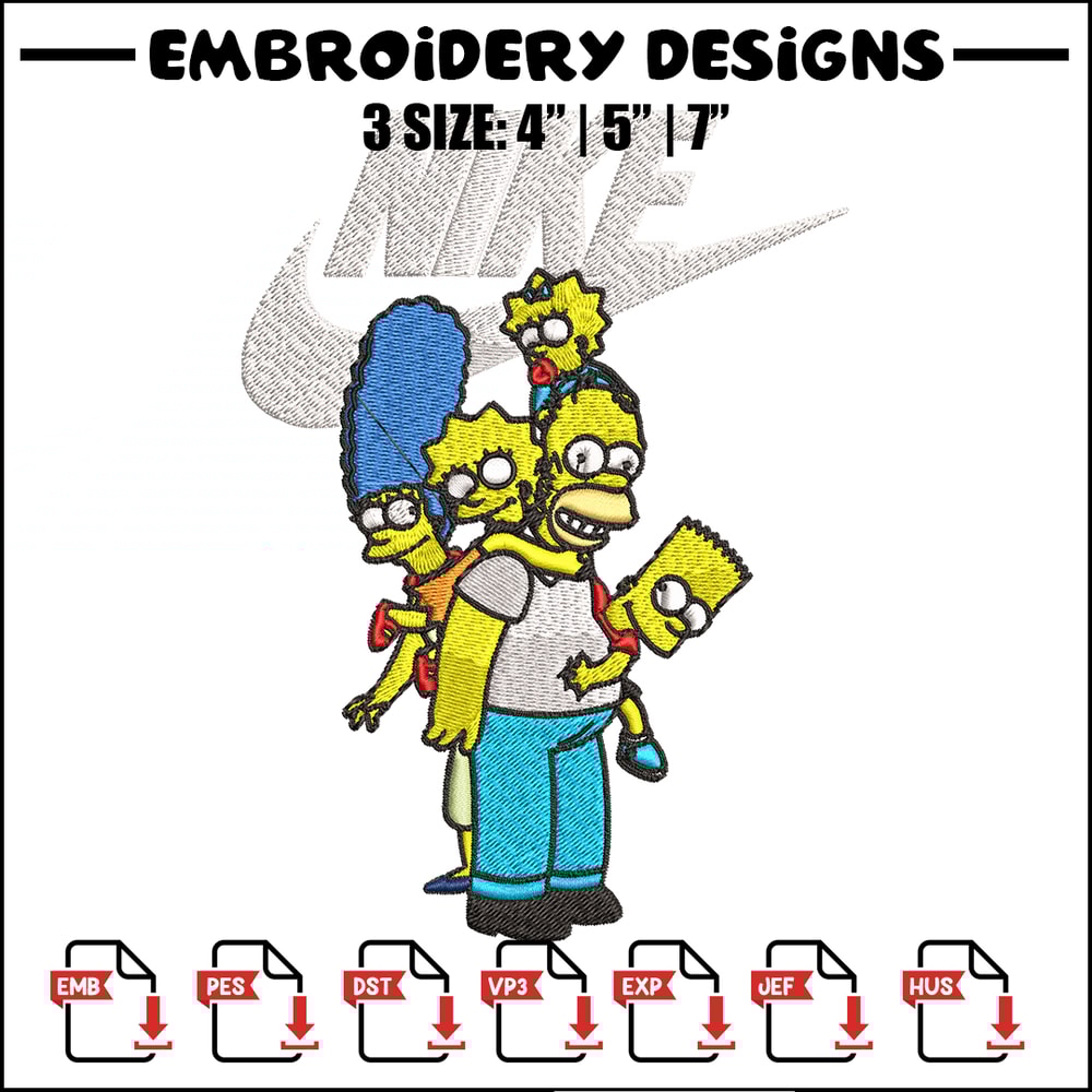 Simpson family Nike Embroidery design, Simpson cartoon Embroidery, Nike design, Embroidery file, Instant download..jpg