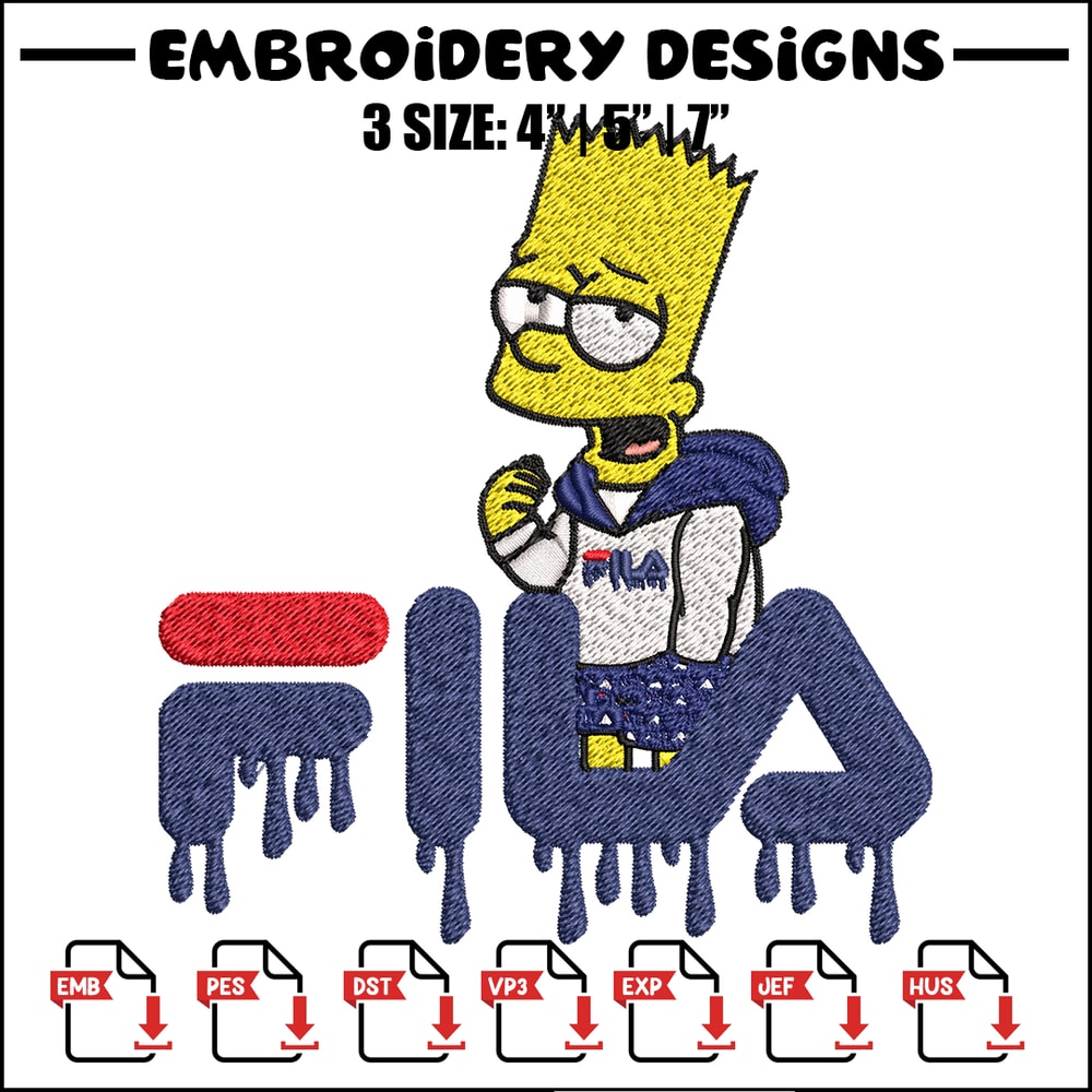 Simpson Fila Embroidery design, Simpson Embroidery, cartoon design, Embroidery File, Fila logo, Instant download..jpg