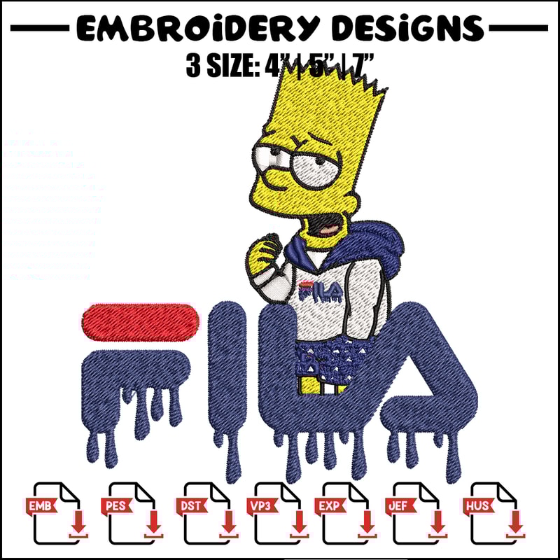 Simpson Fila Embroidery design, Simpson Embroidery, cartoon design, Embroidery File, Fila logo, Instant download..jpg
