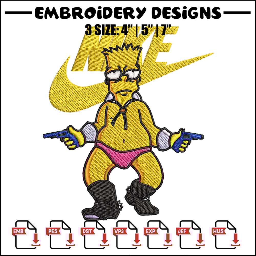 Simpson funny Nike Embroidery design, cartoon Embroidery, Nike design, Embroidery file, cartoon shirt, Instant download..jpg