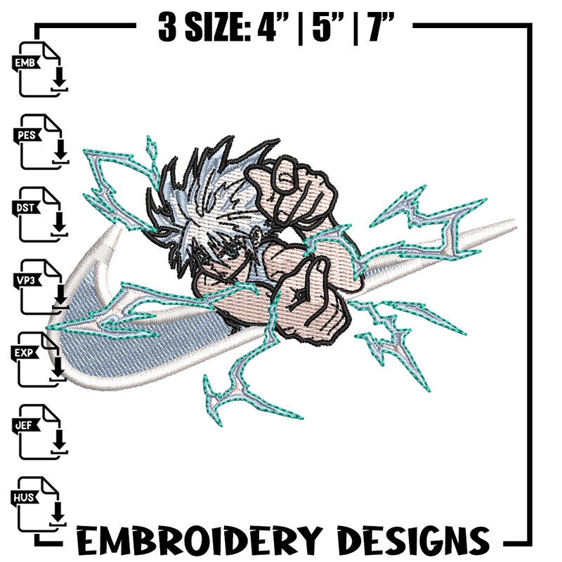 Nike x Killua embroidery design, Hunter x hunter embroidery, Nike design, anime design, anime shirt, Digital download.jpg