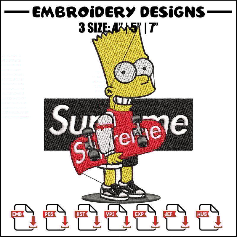 Simpson Supreme Embroidery design, Simpson Embroidery, cartoon design, Embroidery File, logo shirt, Digital download..jpg