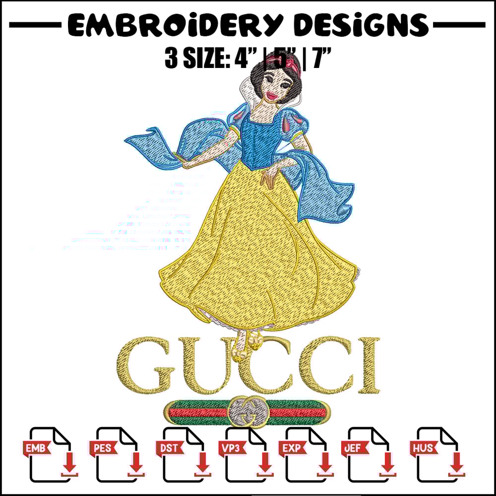 Snow White Gucci Embroidery design, Snow White cartoon Embroidery, cartoon design, Embroidery File, Instant download..jpg